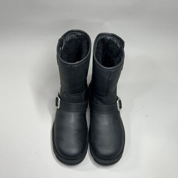 UGG Gallatin Boots Mens Size 8 Black Leather Buckle Motorcycle Moto Biker Winter main image 5